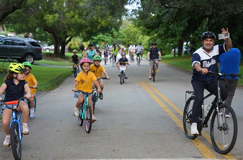 Palmetto Elementary School students riding their bicycles