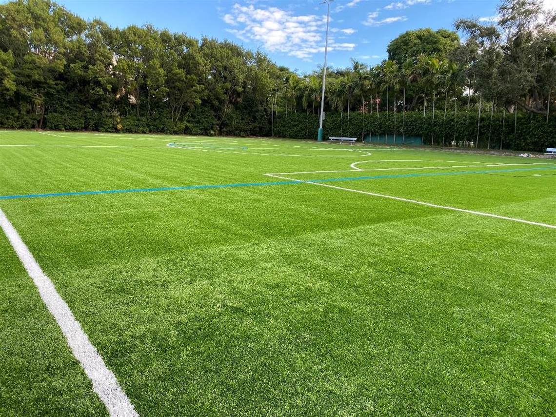 Athletic field with synthetic turf